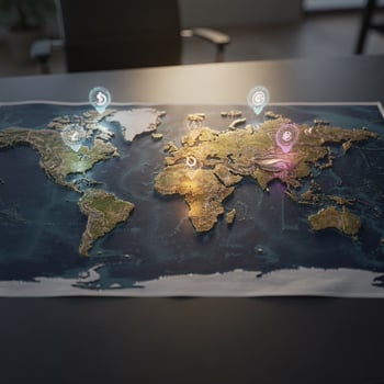 Image of world map with locations noted